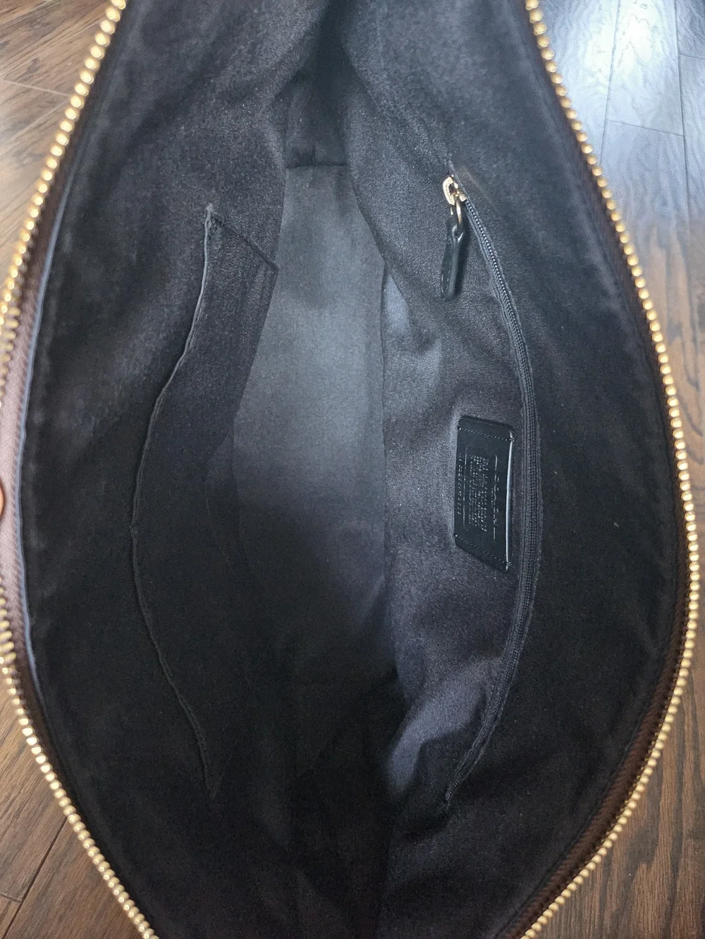 COACH Brown Signature Canvas Tote with Black Leather Straps